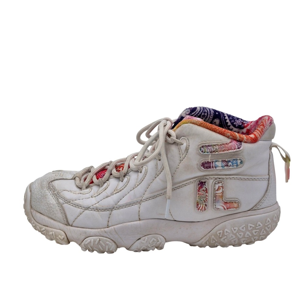 Fila‎ Shoes Womens Size 6.5 White Paisley Rainbow Mid Sneakers 5BM001883-140